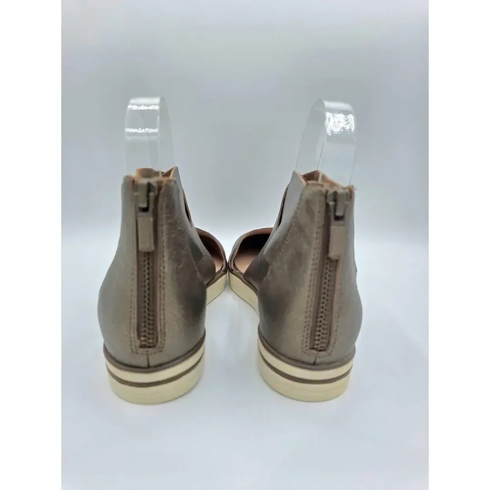 Eileen Fisher Leather Flats Womens 6.5 Bronze Metallic Comfort Shoes NEW